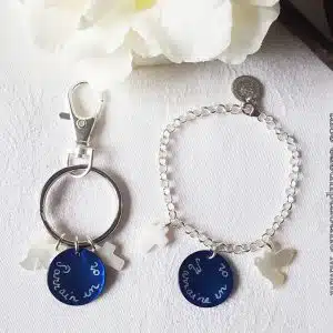 Ensemble bracelet Marraine en or et Porte-clés Parrain en or