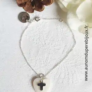 Bracelet cœur et mini croix (argent 925 ou plaqué or)