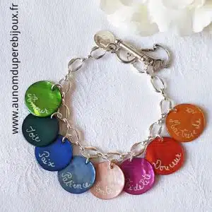 Bracelet Fruits de l'Esprit Saint - sur chaîne métal, argent massif ou plaqué or