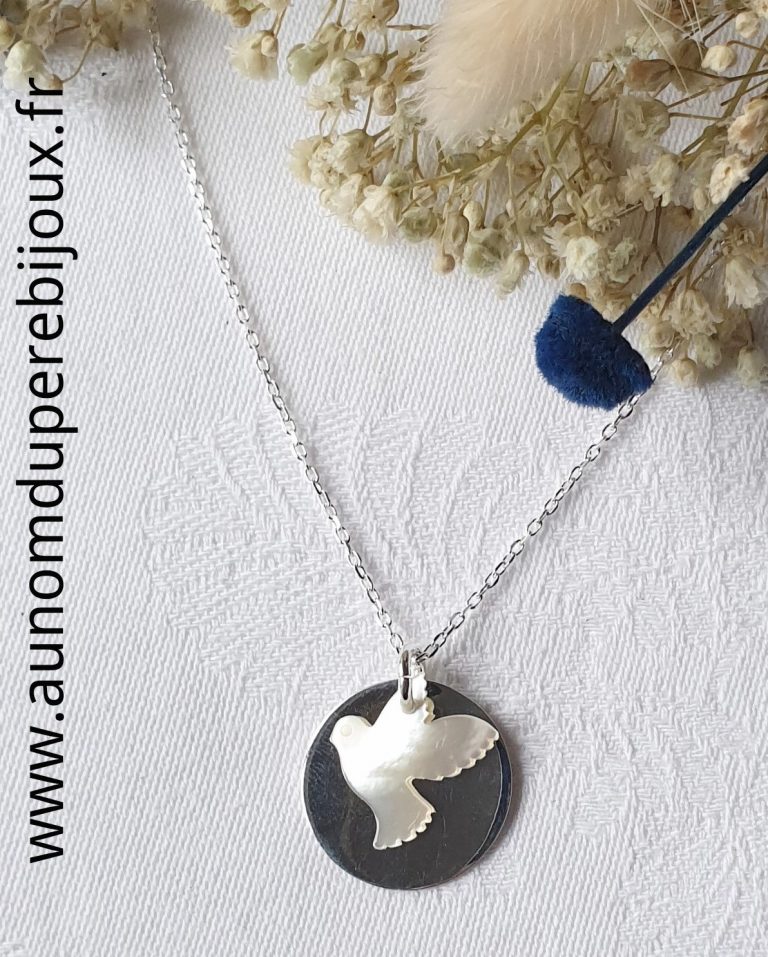 Collier Pendentif Argent Esprit – Nacre, Zircon, Forme Trèfle Lune étoile