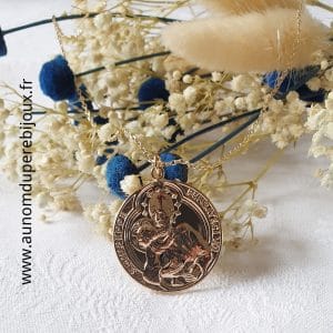 Collier médaille de Saint Joseph et l'Enfant Jésus