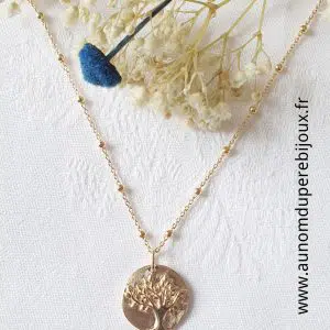 Collier-Arbre-de-Vie-sur-chaine-perlee-en-plaque-or-3-microns