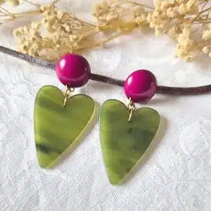 BO Adèle vert (attache rond bombé violet)