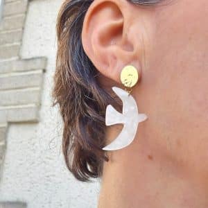 Boucles d'oreilles Oiseau (nacre blanc)
