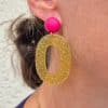 BO Lily, clou d'oreilles ronds bombé fuchsia
