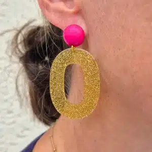 BO Lily, clou d'oreilles ronds bombé fuchsia