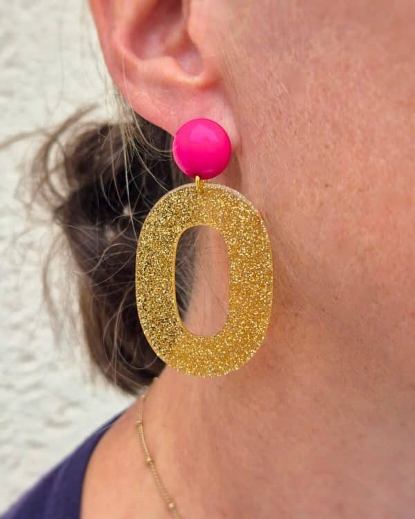 BO Lily, clou d'oreilles ronds bombé fuchsia