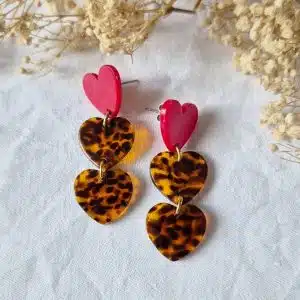 Boucles d'oreilles Love (attaches coeur rouge)