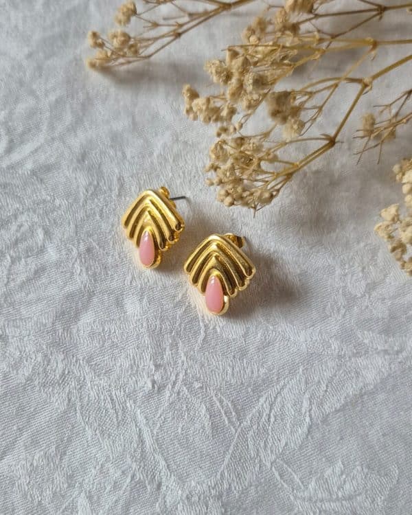 Boucles d'oreilles Art Déco (rose)