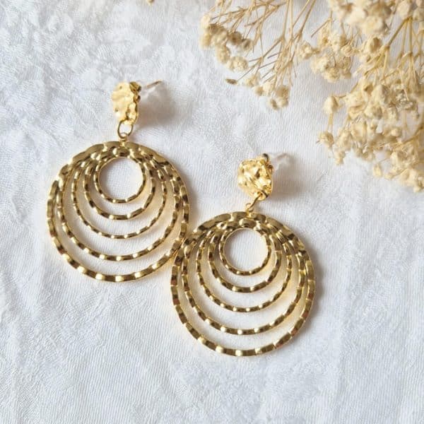 Boucles d'Oreilles Hypnotique avec clous ronds martelés