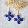 Boucles d'oreilles créoles Trèfle (bleu roi)