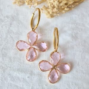 Boucles d'oreilles créoles Trèfle (rose clair)