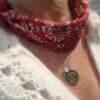 Collier Mes Amours médaille perlée en plaqué or 3 microns et zirconium
